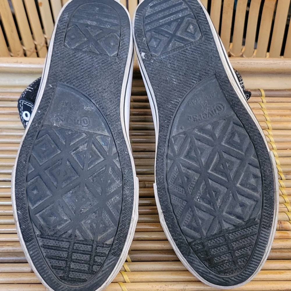 Converse Black and White High-Top Sneakers with Velcro Strap